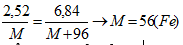 Cho 2,52 gam kim loại M tác dụng hết với dung dịch H<sub>2</sub>SO<sub>4</sub> (loãng, dư); sau phản ứng thu được 6,84 gam muối sunfat trung hoà. Kim loại M là