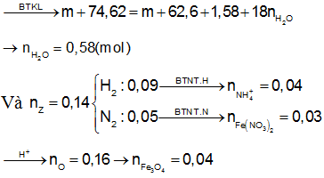 Hòa tan hoàn toàn 0,5 mol hỗn hợp X chứa Fe, Mg, Fe<sub>3</sub>O<sub>4</sub> và Fe(NO<sub>3</sub>)<sub>2</sub> trong dung dịch chứa 0,08 mol HNO<sub>3</sub> và 0,71 mol H<sub>2</sub>SO<sub>4</sub> thu được dung dịch Y chỉ chứa hỗn hợp muối trung hòa có khối lượng lớn hơn khối lượng X là 62,60 gam và 3,136 lít hỗn hợp khí Z (đktc) gồm hai đơn chất khí với tổng khối lượng là 1,58 gam. Cho Ba(OH)<sub>2</sub> dư vào Y thu được 211,77 gam kết tủa. Phần trăm khối lượng của Fe có trong X là: