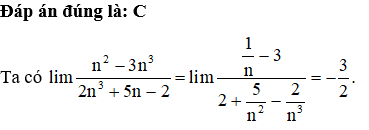 Tính giới hạn limn2−3n32n3+5n−2