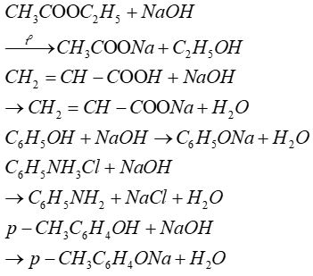 Cho các chất: etyl axetat, anilin, ancol (rượu) etylic, axit acrylic, phenol, phenylamoni clorua, ancol (rượu) benzylic, p-crezol. Trong các chất này, số chất tác dụng được với dung dịch NaOH là :