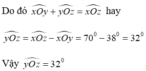 Tính góc yOz trong hình vẽ sau: