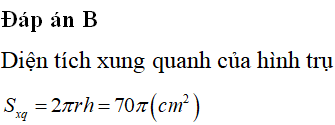 Một hình trụ có bán kính đáy r=5cm, chiều cao h=7cm. Tính diện tích xung quanh của hình trụ.