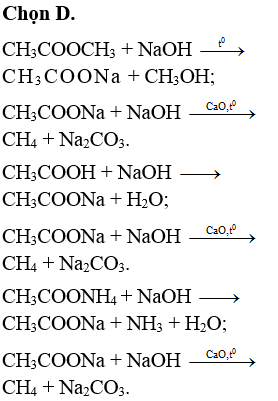 Cho các chất phản ứng với nhau theo tỷ lệ mol 1: 1 trong sơ đồ chuyển hóa sau: A →+NaOH B →+CaO, t°+NaOH CH<sub>4</sub> Công thức không phù hợp với chất A là: