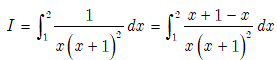 Tính tích phân I=∫121xx+12dt=ln a+b. Khi đó S = a +2b bằng: