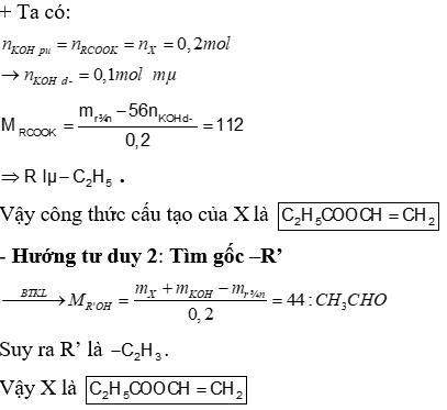 Este đơn chức X có tỉ khối hơi so với CH4 là 6,25. Cho 20 gam X tác dụng với 300 ml dung dịch KOH 1M (đun nóng). Cô cạn dung dịch sau phản ứng thu được 28 gam chất rắn khan. Công thức cấu tạo của X là