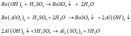 Cho từ từ dung dịch H<sub>2</sub>SO<sub>4 </sub>0,2M vào dung dịch chứa Ba(AlO<sub>2</sub>) 0,1M và Ba(OH)<sub>2</sub> 0,2M. Khối lượng kết tủa (m gam) phụ thuộc vào thể tích dung dịch H<sub>2</sub>SO<sub>4 </sub>(V ml) theo đồ thị sau: