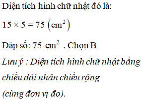 Lựa chọn đáp án đúng nhất:Cho hình chữ nhật có số đo như hình vẽ. Tính diện tích hình chữ nhật đó.