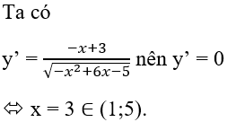 Giá trị lớn nhất và giá trị nhỏ nhất của hàm số y=-x2+6x-5trên đoạn [1;5] lần lượt là