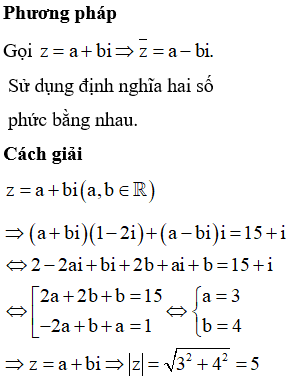 Cho số phức z thỏa mãn z1−2i+z¯i=15+i. Tìm môđun của số phức z