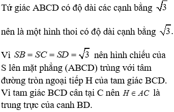 Cho khối chóp S.ABCD có SA = 1, tất cả các cạnh còn lại bằng 3. Tính thể tích khối chóp S.ABCD.