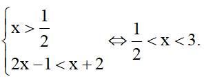 Bất phương trình log122x-1>log12x+2 có tập nghiệm là?