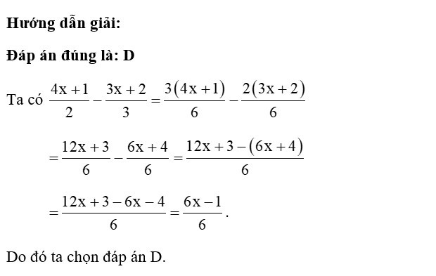 Phép tính 4x+12-3x+23 có kết quả là