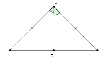 Cho tam giác ABC cân tại A có B^=40°. Cho AD là tia phân giác của góc BAC^. Số đo góc DAB^ là: