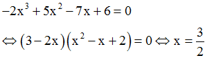 Đồ thị y=-2x3+5x2-7x+6 cắt Ox tại bao nhiêu điểm ?