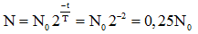 Một chất phóng xạ, có số hạt ban đầu là N0 , chu kì phóng xạ là T. số hạt còn lai sau thời gian 2T là: