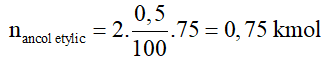 Từ 100 kg gạo chứa 81% tinh bột có thể điều được V lit ancol etylic 46º. Biết hiệu suất điều chế là 75% và ancol etylic nguyên chất có D = 0,8 g/ml. Giá trị của V là: