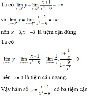 Đồ thị hàm số nào sau đây có 3 đường tiệm cận?