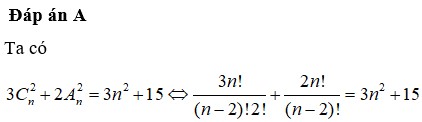 Cho n là số nguyên dương thỏa mãn 3Cn2+2An2=3n2+15. Tìm hệ số của số hạng chứa x10 trong khai triển (2x<sup>3</sup>-3x2)n, x≠0