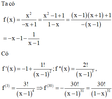 Cho hàm số fx=x2−x+1. Tìm f30x.