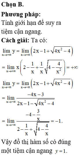 Số tiệm cận ngang của đồ thị hàm số là